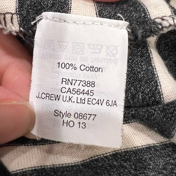 Striped Black and White Women's J. Crew Cotton Long Sleeve Top Casual Relaxed - Picture 5 of 8
